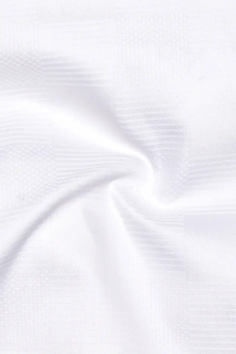 Bright White Dobby Textured Premium Giza Cotton Dress Shirt 3