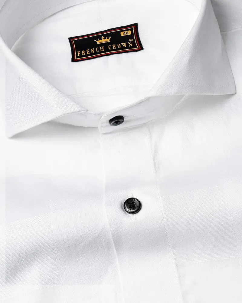 Bright White Dobby Textured Premium Giza Cotton Shirt 1