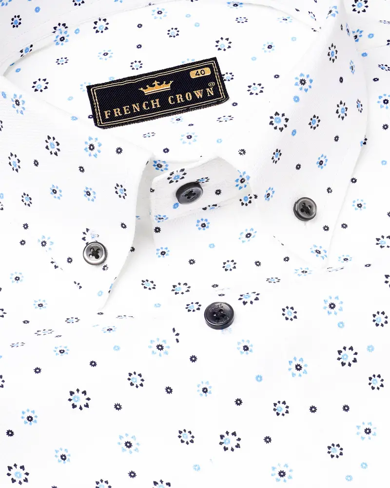 Bright White Dobby Textured Premium Giza Cotton Shirt 1