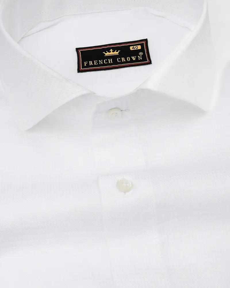 Bright White Dobby Textured Premium Giza Cotton Shirt 1