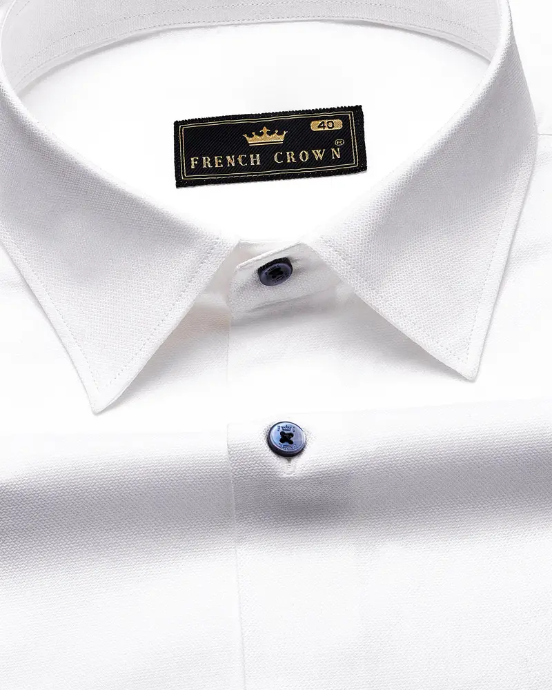 Bright White Dobby Textured Premium Giza Cotton Shirt 1