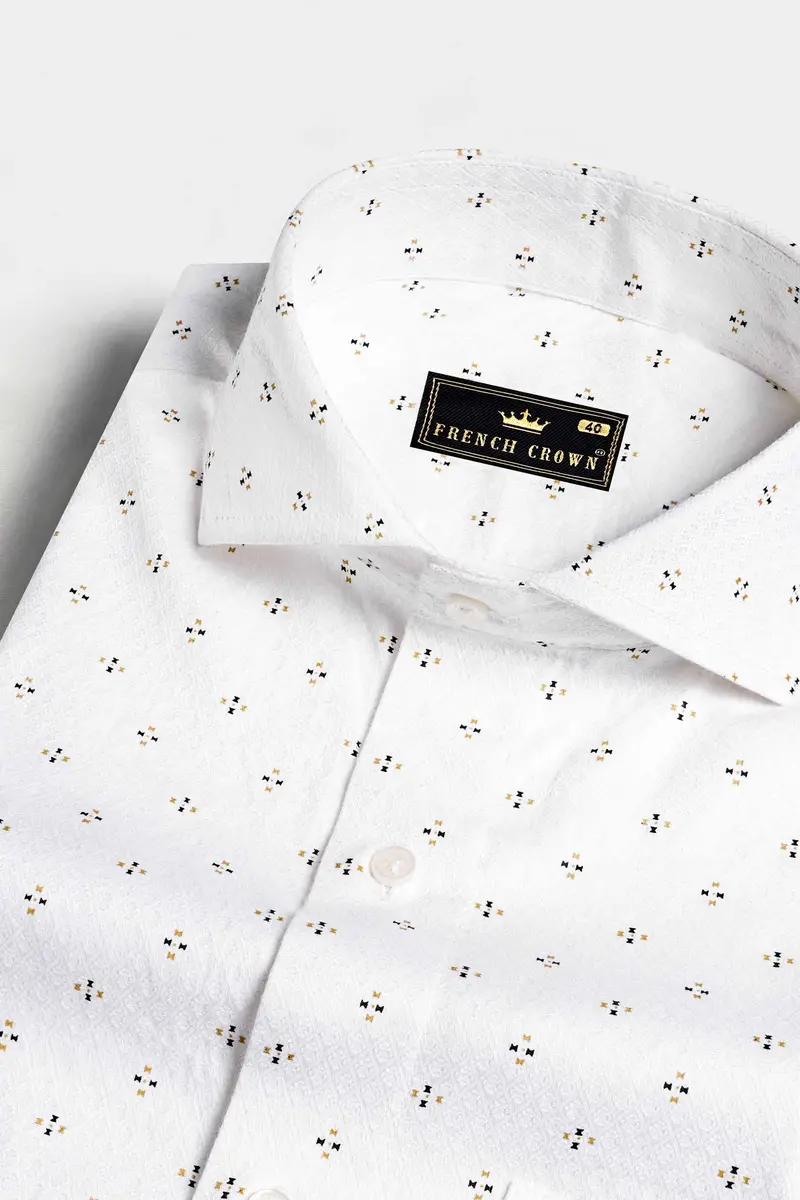 Bright White Dobby Textured Premium Giza Cotton Shirt 1