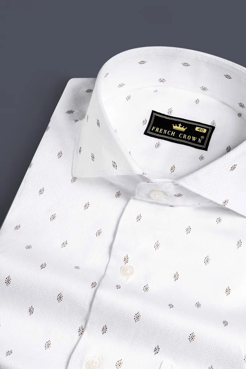 Bright White Dobby Textured Premium Giza Cotton Shirt 1