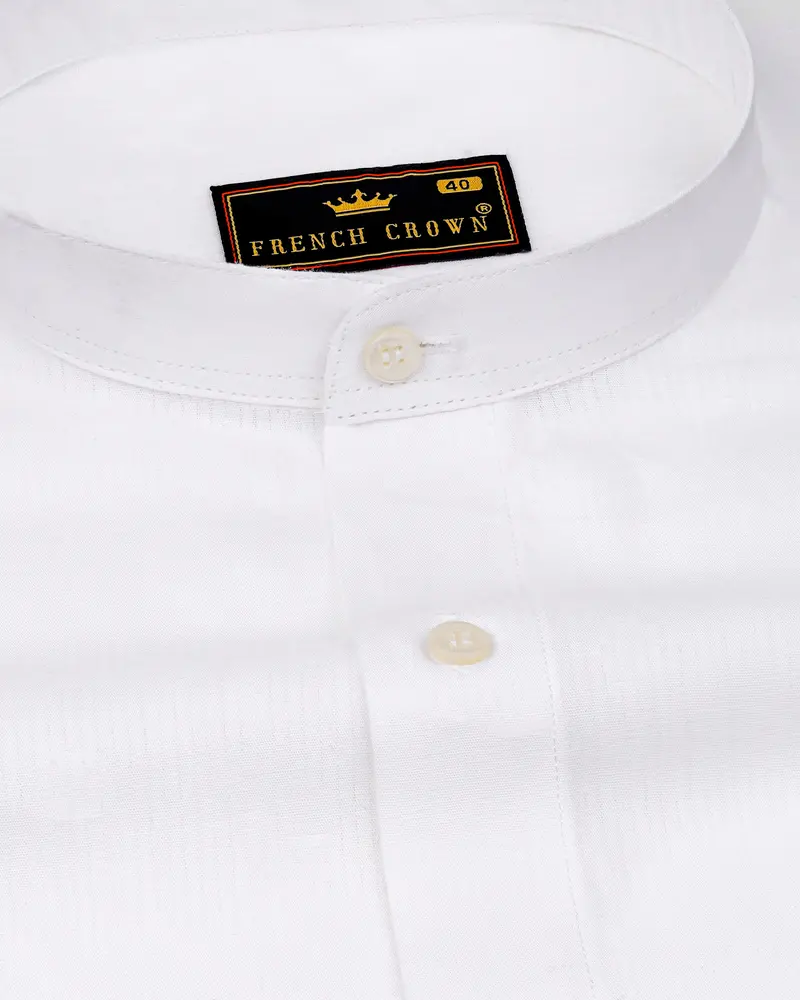 Bright White Dobby Textured Premium Giza Cotton Shirt 1