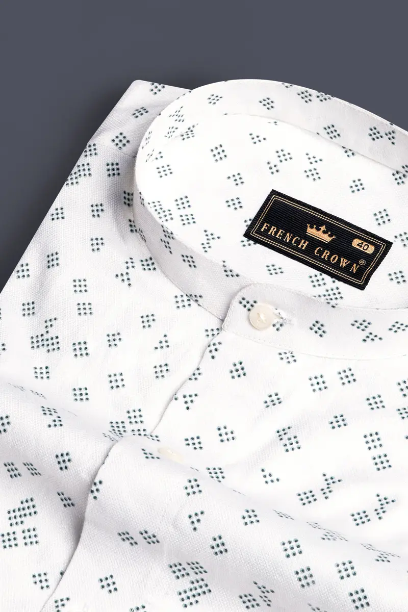 Bright White Dobby Textured Premium Giza Cotton Shirt 1