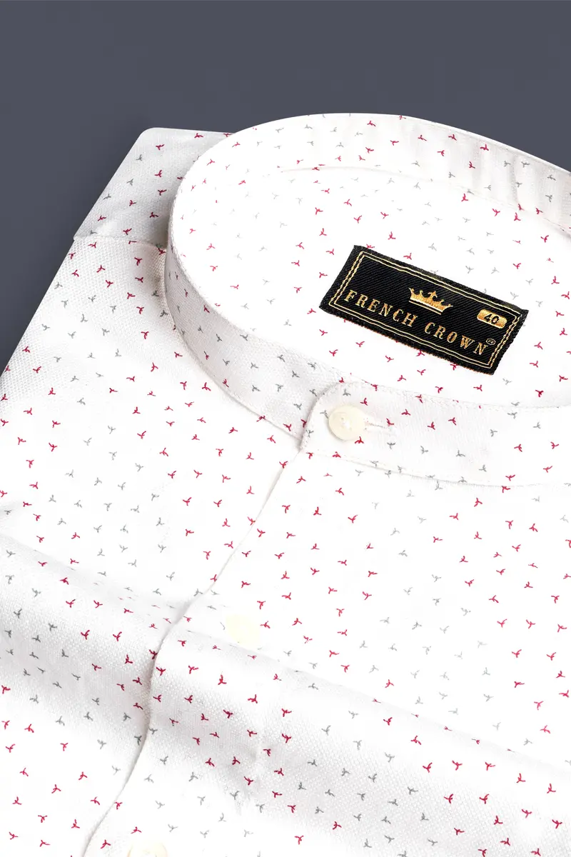 Bright White Dobby Textured Premium Giza Cotton Shirt 1