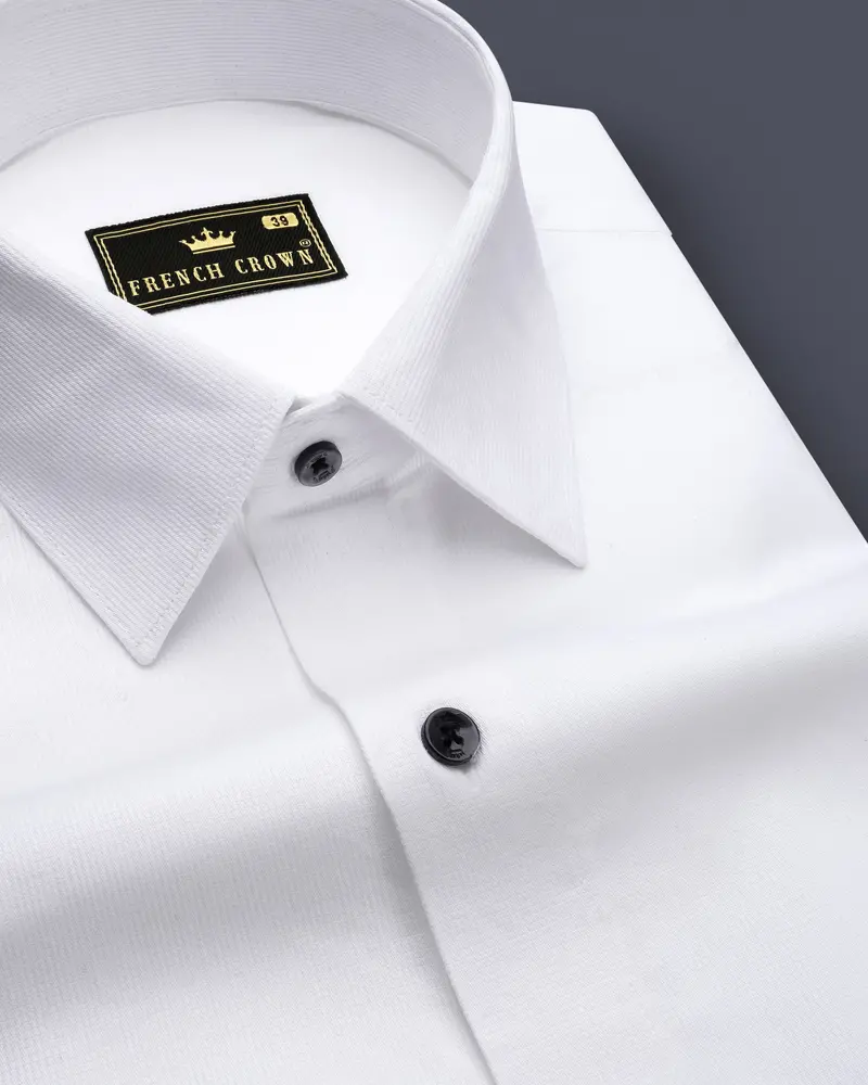 Bright White Dobby Textured Premium Giza Cotton Shirt 1