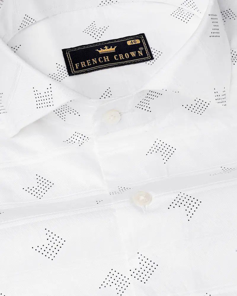 Bright White Dobby Textured Premium Giza Cotton Shirt 1