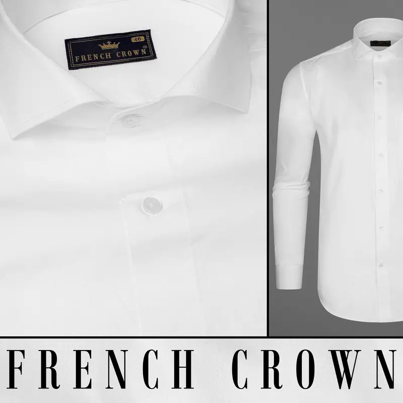 Bright White Dobby Textured Premium Giza Cotton Shirt 1