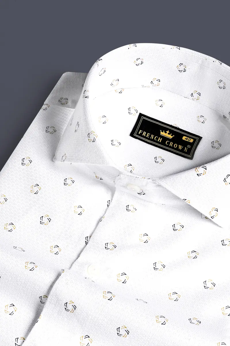 Bright White Dobby Textured Premium Giza Cotton Shirt 1