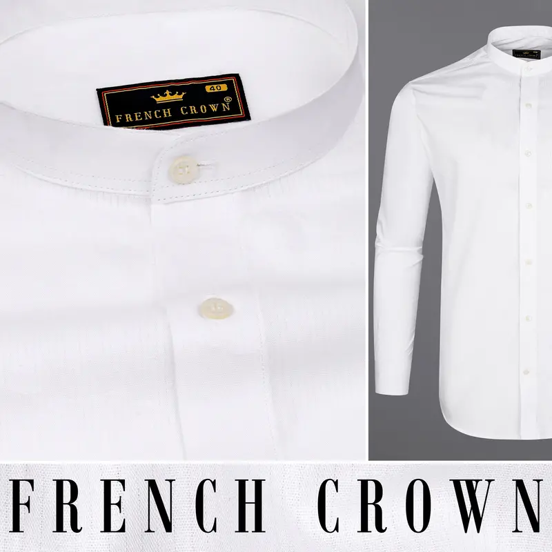 Bright White Dobby Textured Premium Giza Cotton Shirt 10