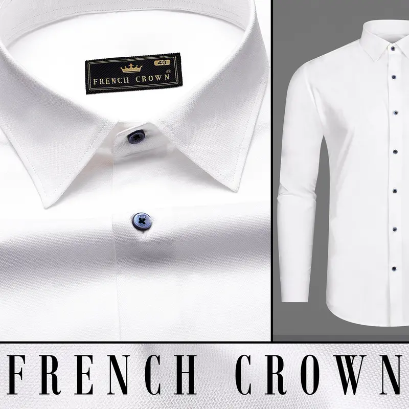 Bright White Dobby Textured Premium Giza Cotton Shirt 11