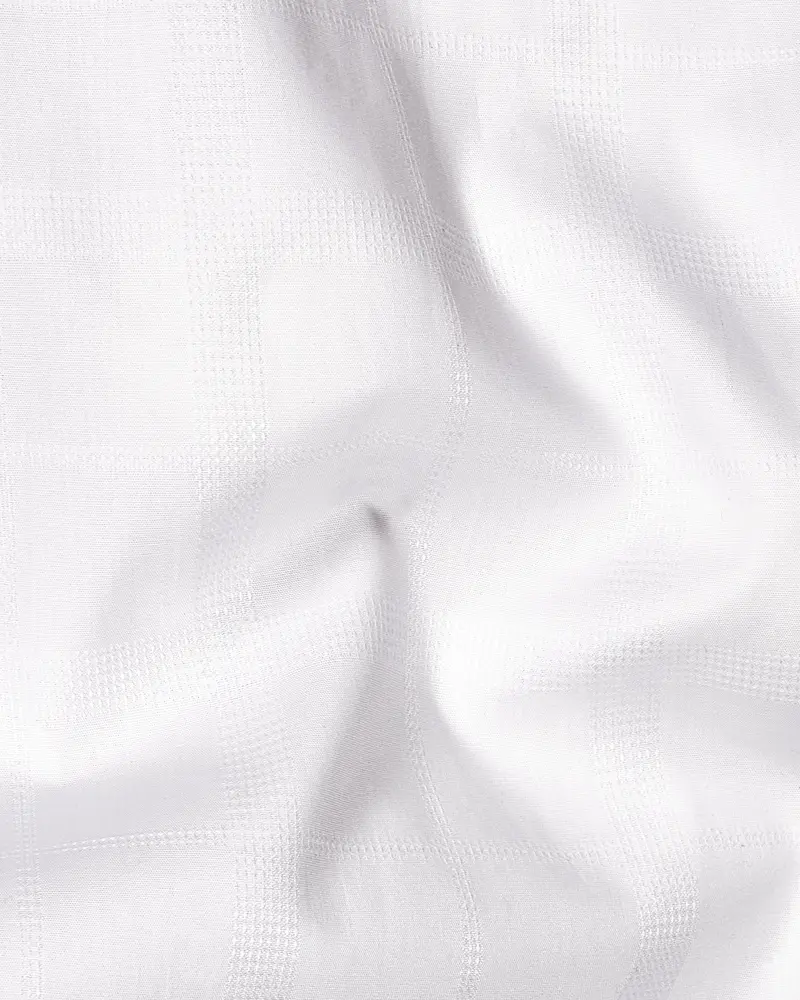Bright White Dobby Textured Premium Giza Cotton Shirt 2