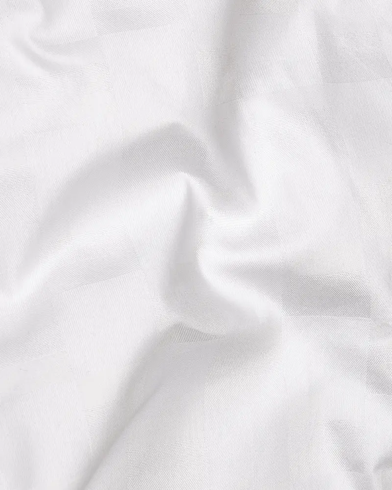 Bright White Dobby Textured Premium Giza Cotton Shirt 2