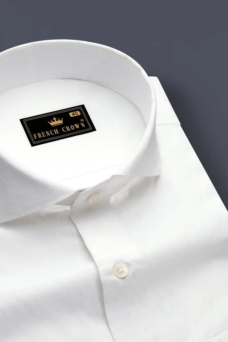 Bright White Dobby Textured Premium Giza Cotton Shirt 2