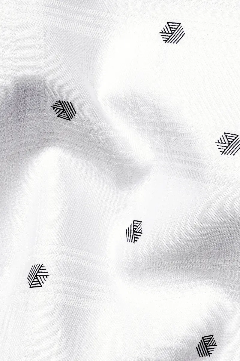 Bright White Dobby Textured Premium Giza Cotton Shirt 2