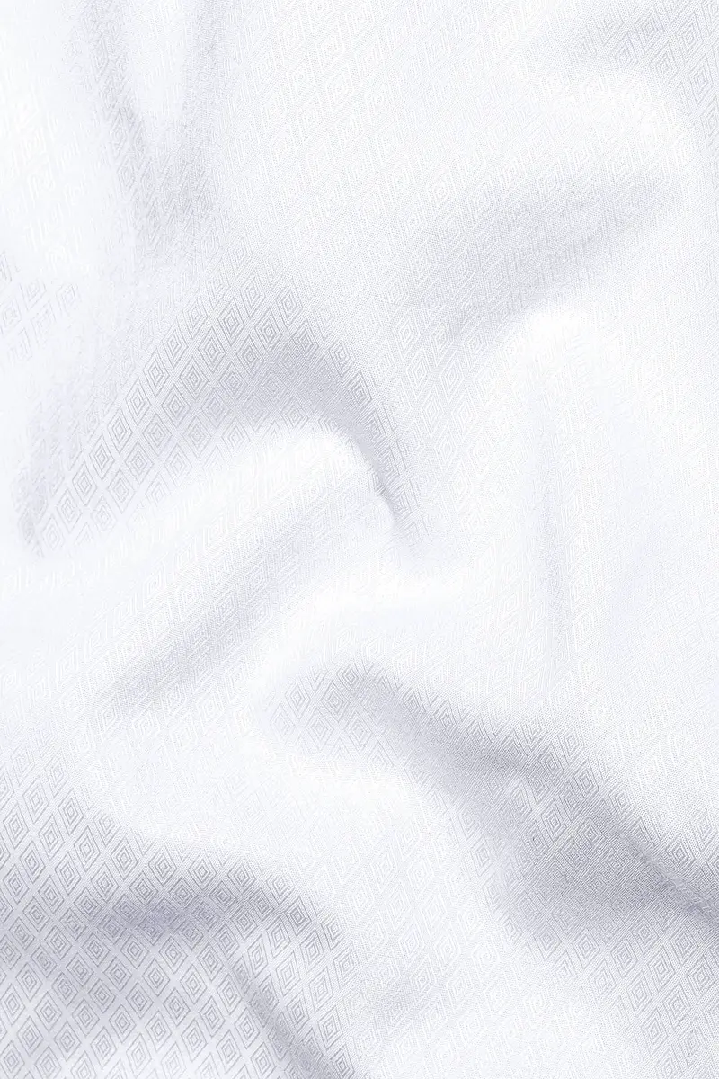 Bright White Dobby Textured Premium Giza Cotton Shirt 2