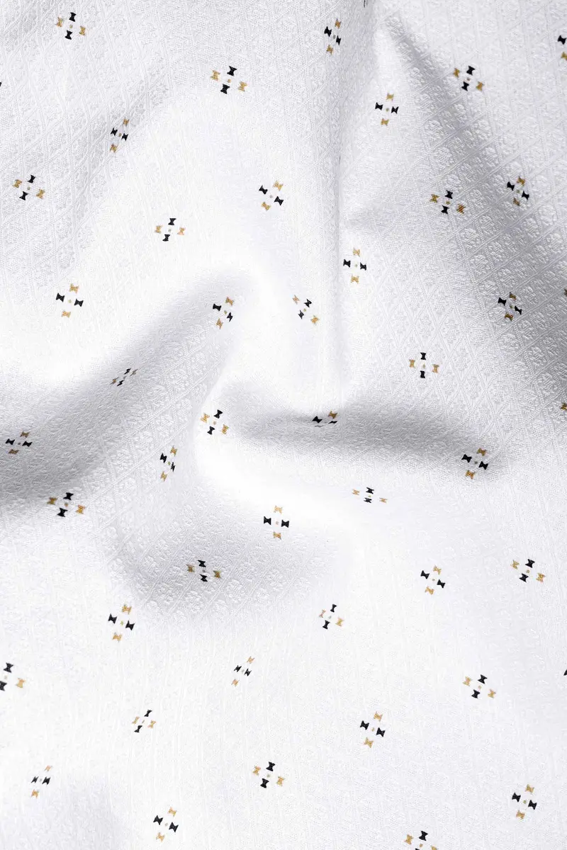 Bright White Dobby Textured Premium Giza Cotton Shirt 2