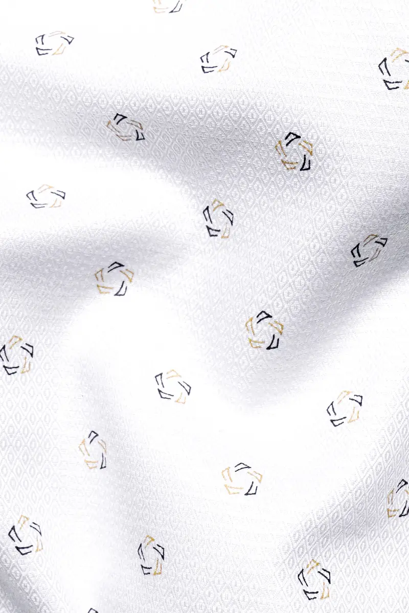 Bright White Dobby Textured Premium Giza Cotton Shirt 2