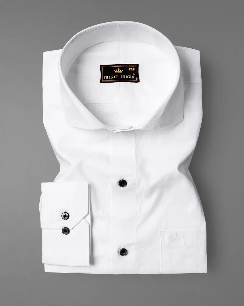 Bright White Dobby Textured Premium Giza Cotton Shirt 3