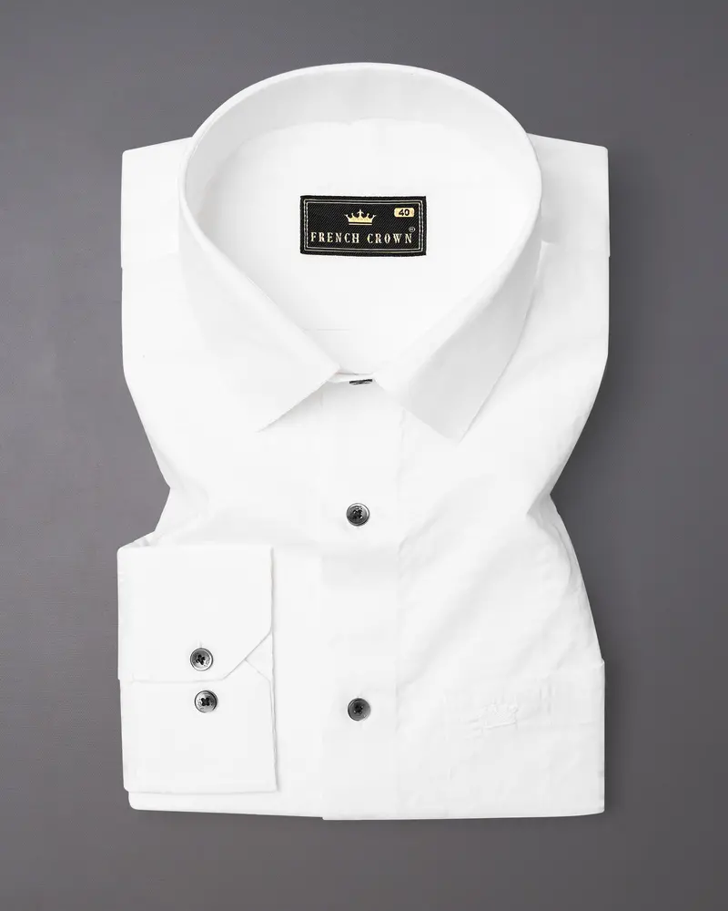 Bright White Dobby Textured Premium Giza Cotton Shirt 3