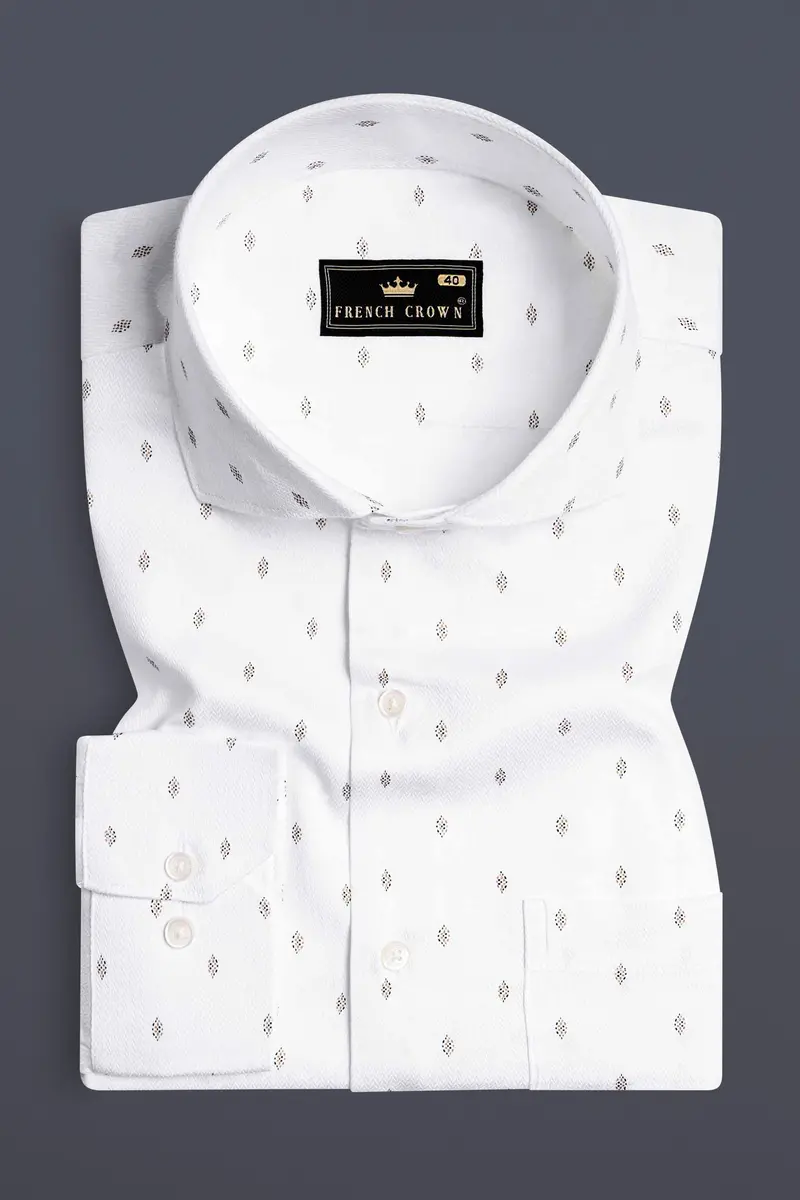 Bright White Dobby Textured Premium Giza Cotton Shirt 3