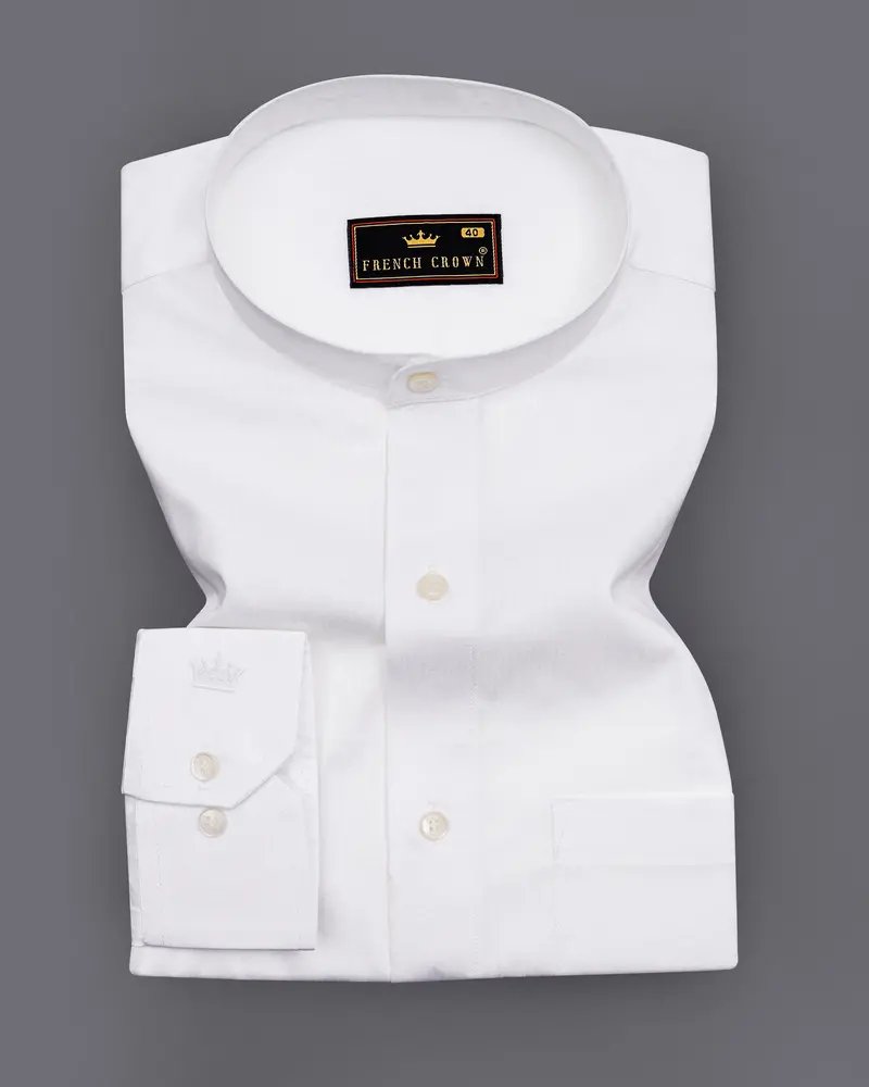 Bright White Dobby Textured Premium Giza Cotton Shirt 3
