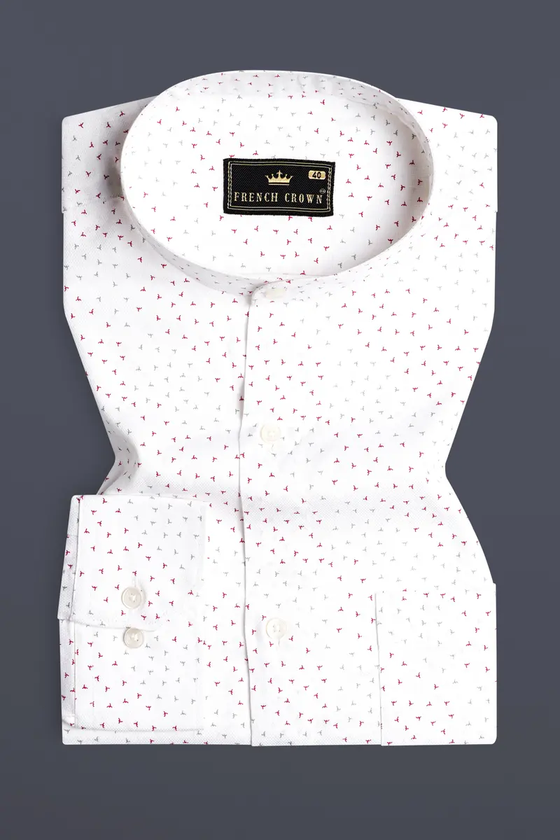 Bright White Dobby Textured Premium Giza Cotton Shirt 3