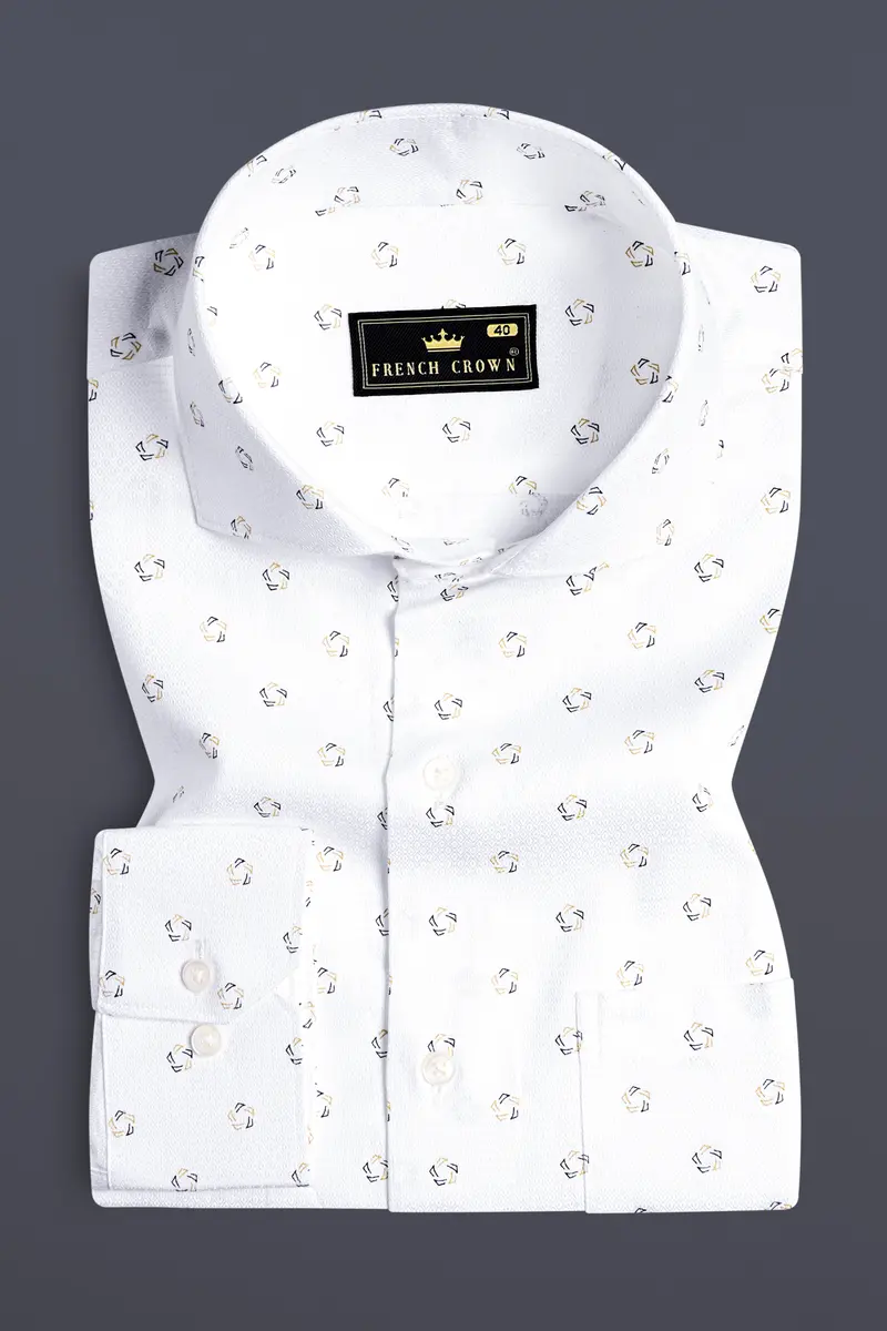 Bright White Dobby Textured Premium Giza Cotton Shirt 3