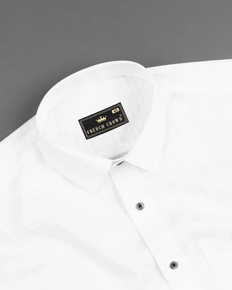 Bright White Dobby Textured Premium Giza Cotton Shirt 4