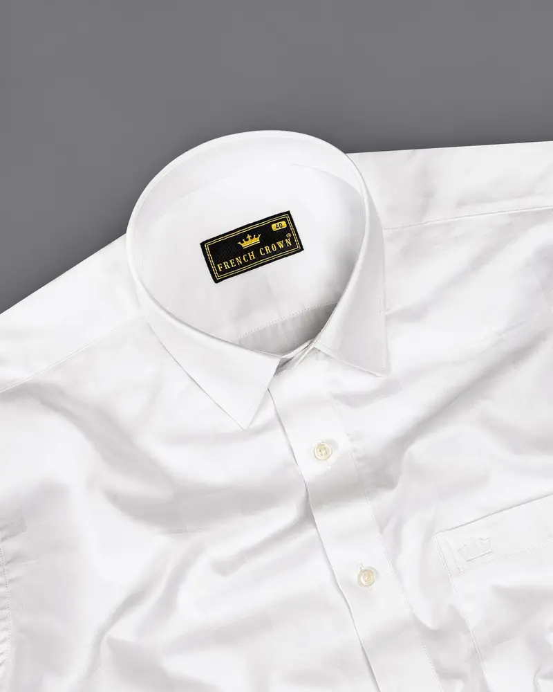Bright White Dobby Textured Premium Giza Cotton Shirt 4