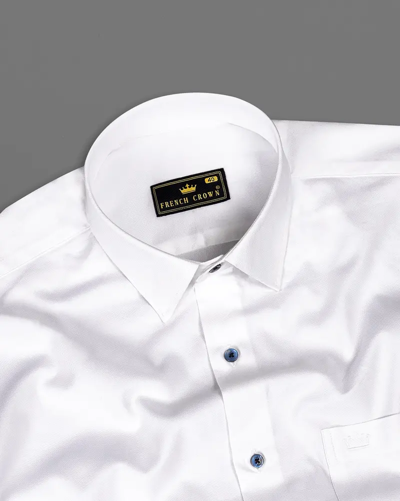 Bright White Dobby Textured Premium Giza Cotton Shirt 4