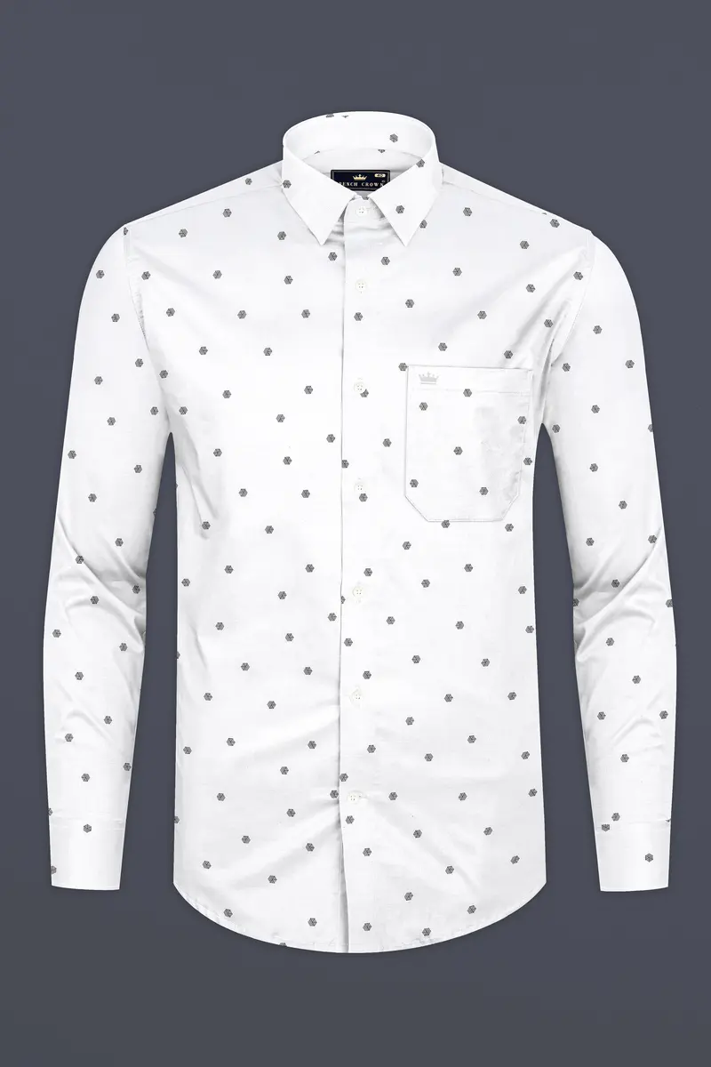 Bright White Dobby Textured Premium Giza Cotton Shirt 4