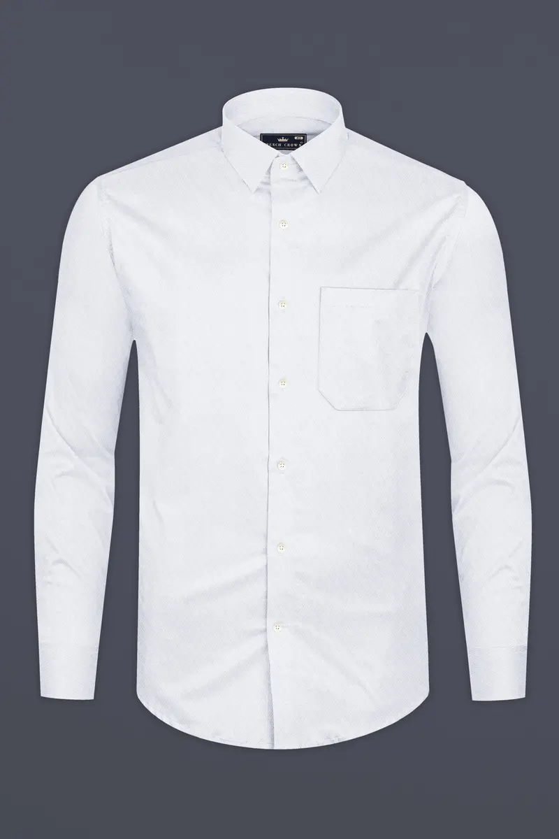 Bright White Dobby Textured Premium Giza Cotton Shirt 4