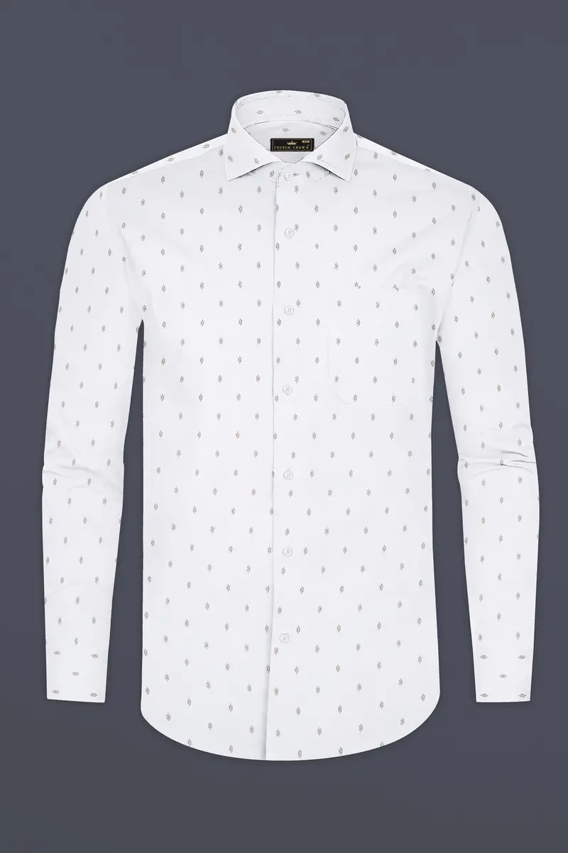 Bright White Dobby Textured Premium Giza Cotton Shirt 4
