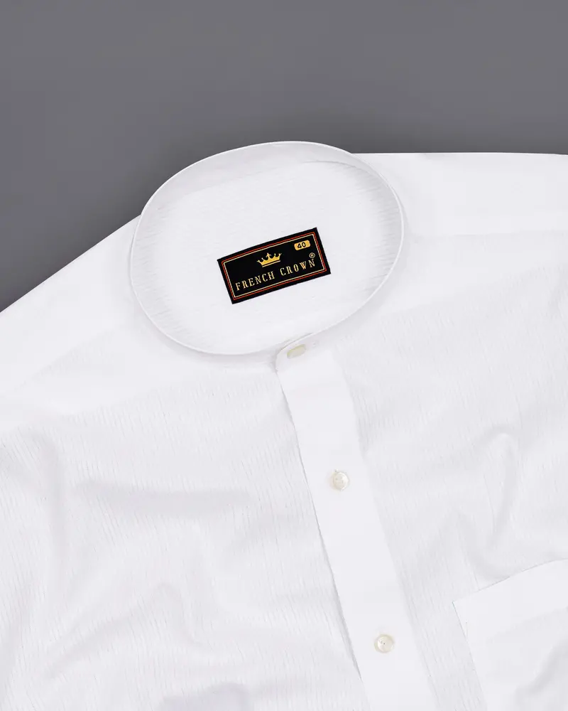 Bright White Dobby Textured Premium Giza Cotton Shirt 4