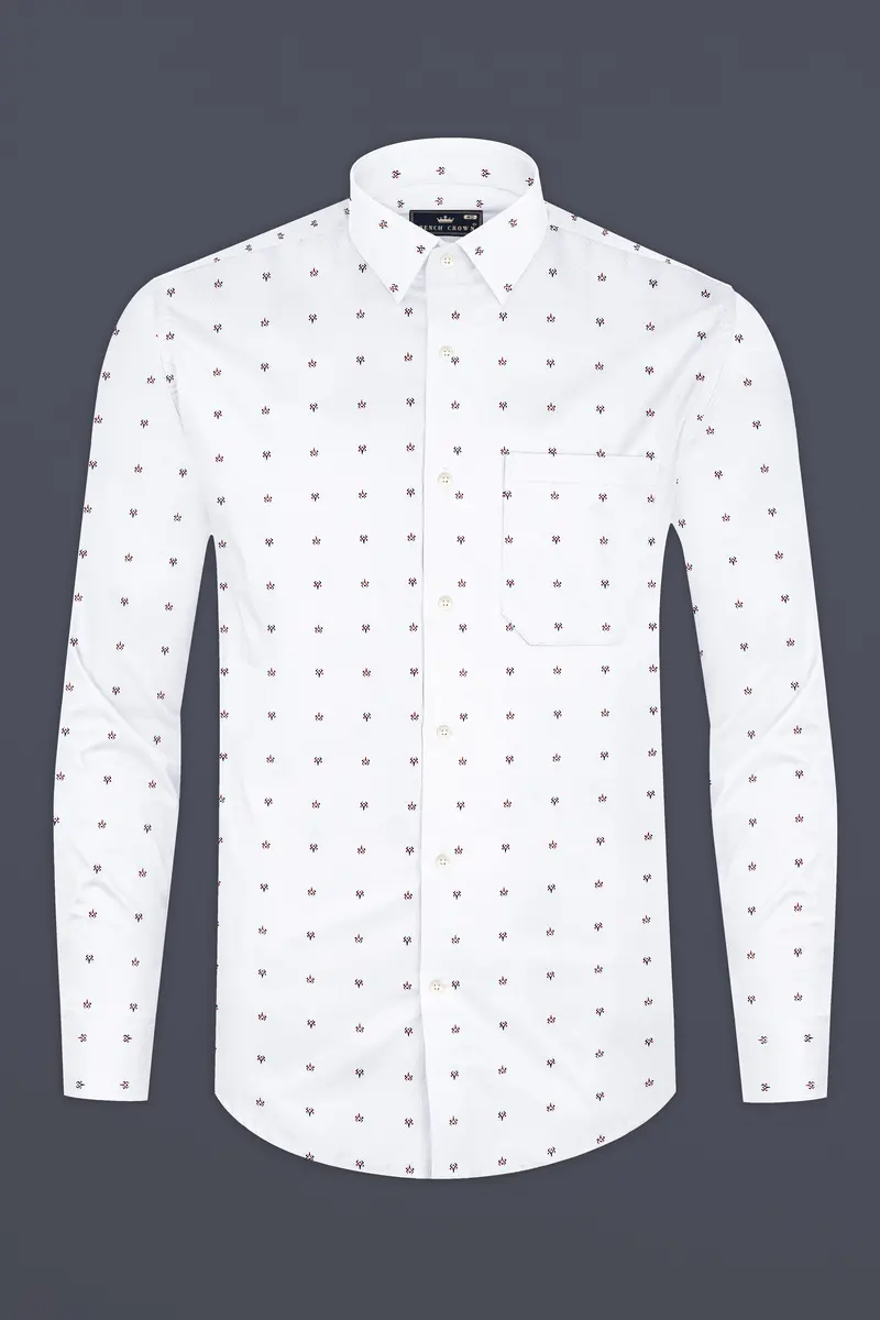 Bright White Dobby Textured Premium Giza Cotton Shirt 4