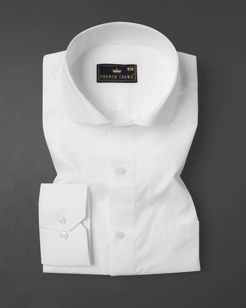 Bright White Dobby Textured Premium Giza Cotton Shirt 4