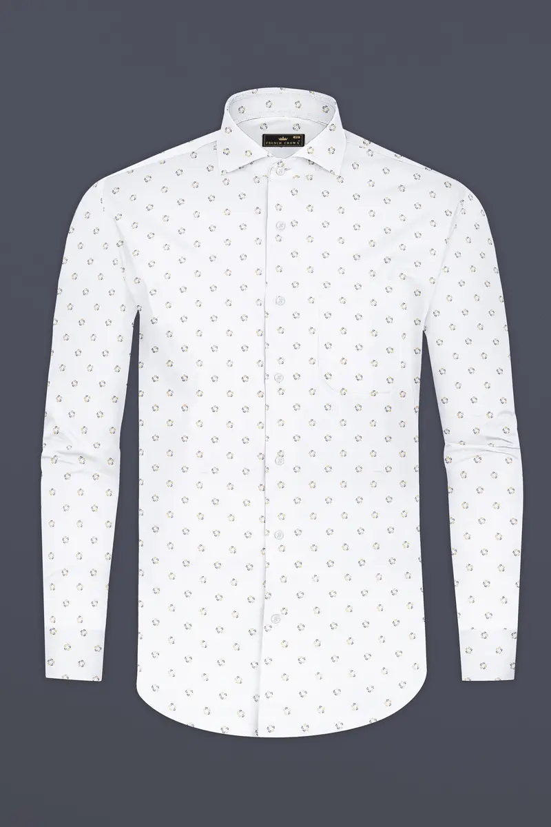 Bright White Dobby Textured Premium Giza Cotton Shirt 4