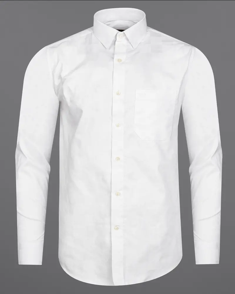 Bright White Dobby Textured Premium Giza Cotton Shirt 5