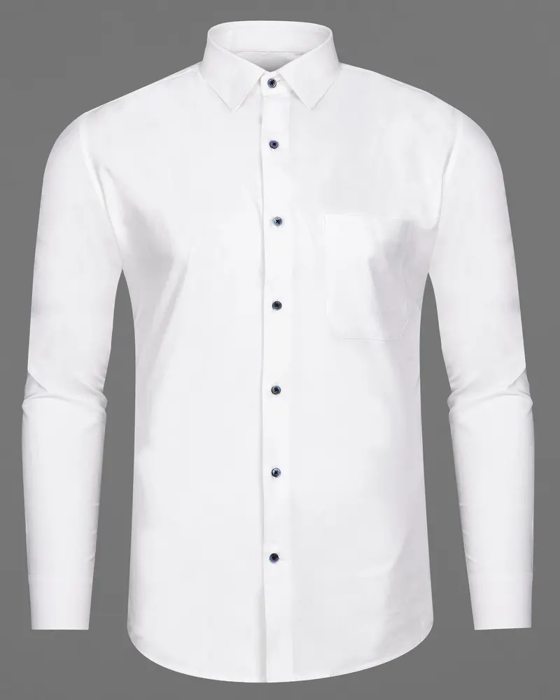 Bright White Dobby Textured Premium Giza Cotton Shirt 5