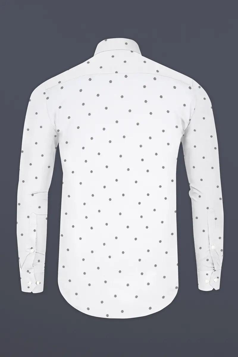 Bright White Dobby Textured Premium Giza Cotton Shirt 5
