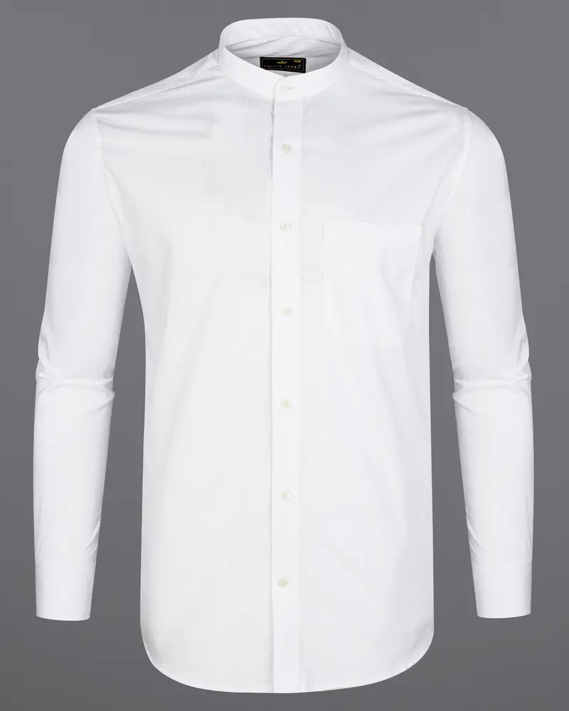 Bright White Dobby Textured Premium Giza Cotton Shirt 5