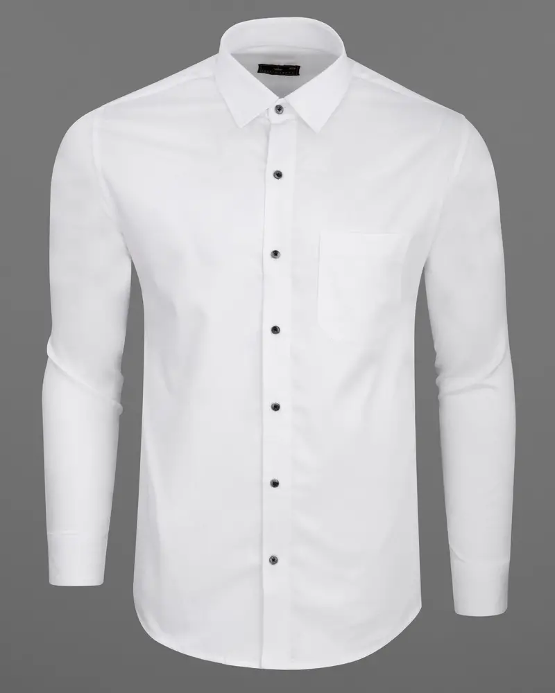 Bright White Dobby Textured Premium Giza Cotton Shirt 5