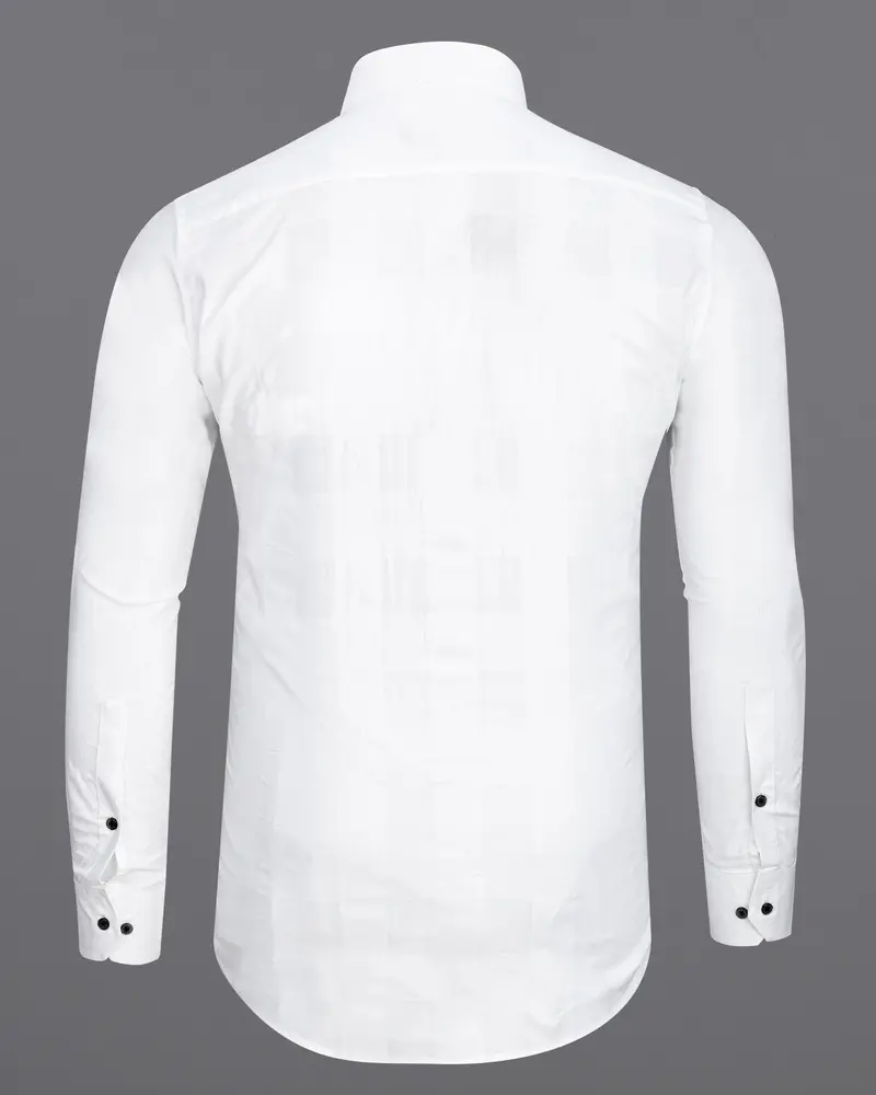 Bright White Dobby Textured Premium Giza Cotton Shirt 6