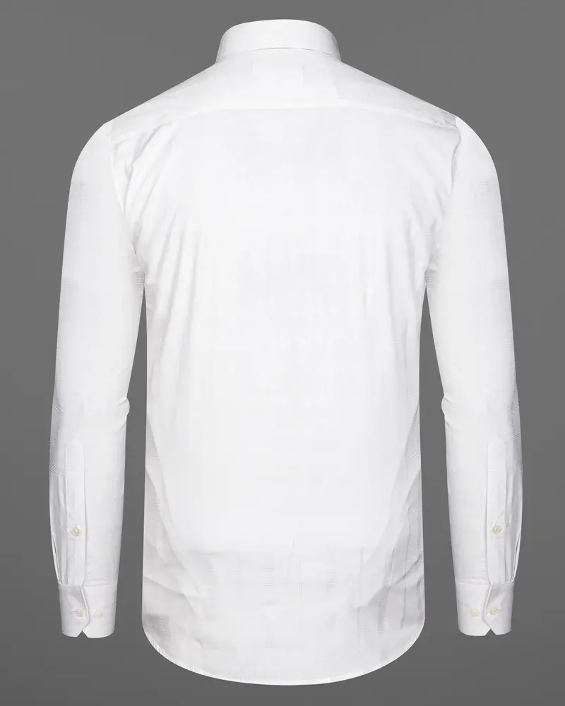 Bright White Dobby Textured Premium Giza Cotton Shirt 6