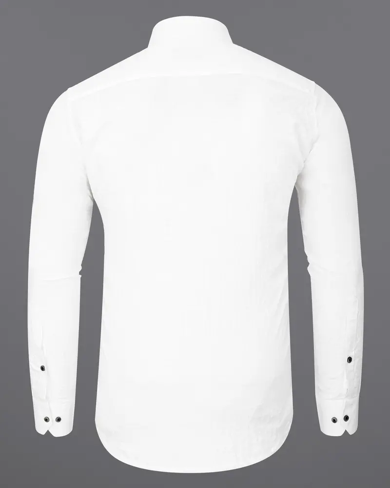 Bright White Dobby Textured Premium Giza Cotton Shirt 6
