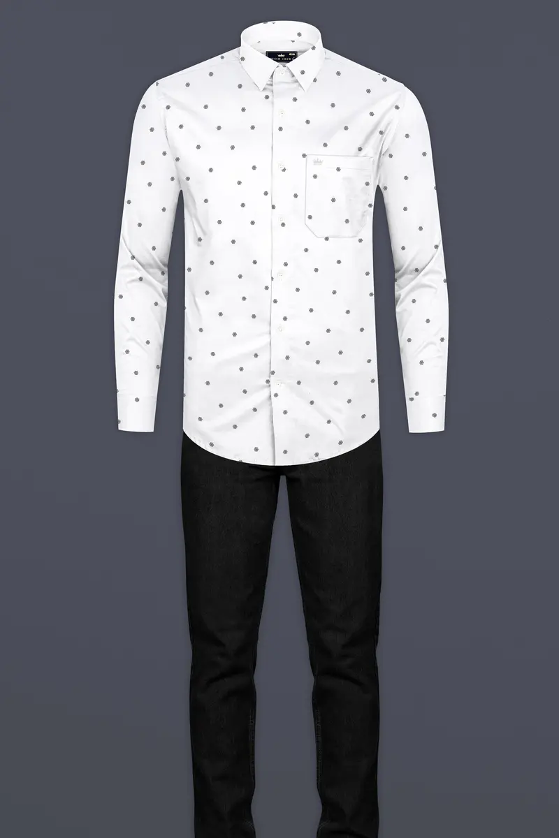 Bright White Dobby Textured Premium Giza Cotton Shirt 6