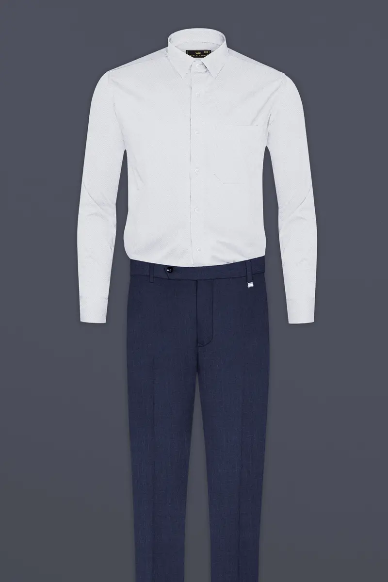 Bright White Dobby Textured Premium Giza Cotton Shirt 6