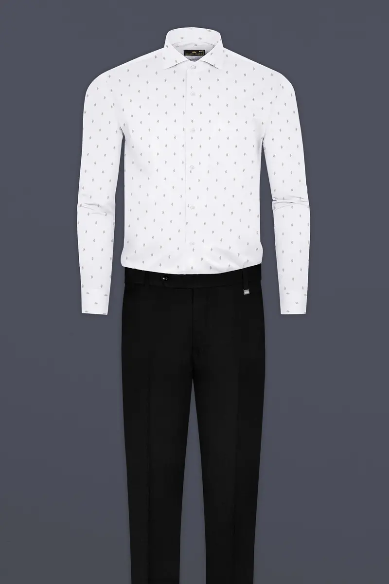 Bright White Dobby Textured Premium Giza Cotton Shirt 6